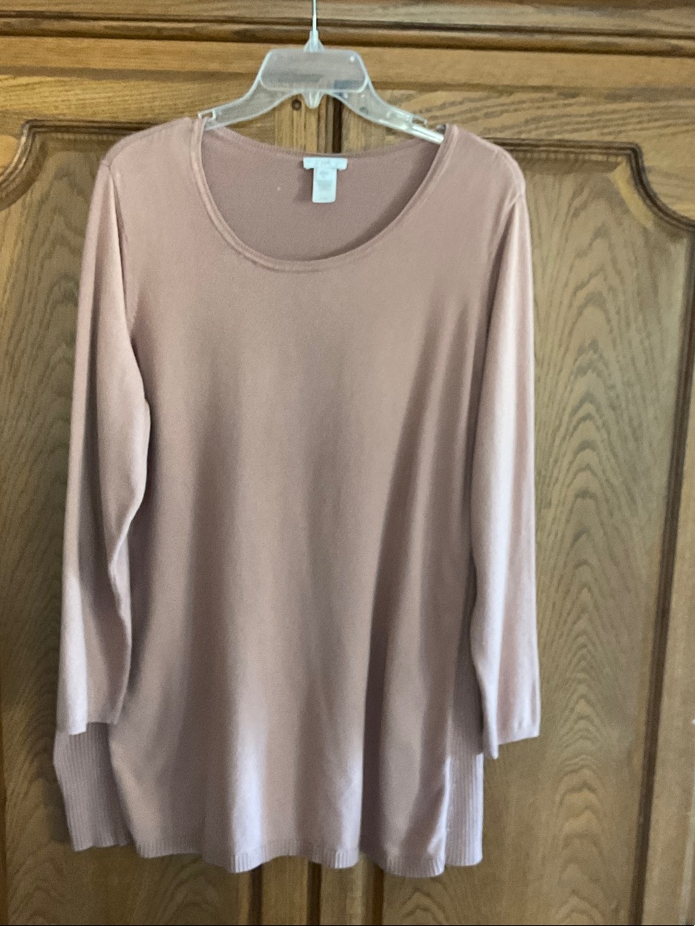 J. Jill Scoop Neck Long Sleeve Top - Dusty Rose Pink